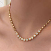 3.3ct Round Brilliant Diamond Bezel Set Tennis Necklace in 18k Yellow Gold