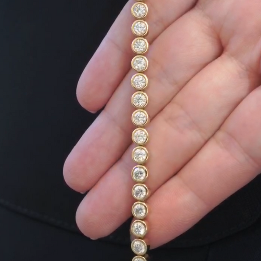 4.85ct Bezel Set Round Diamond Tennis Bracelet in 18k Yellow Gold