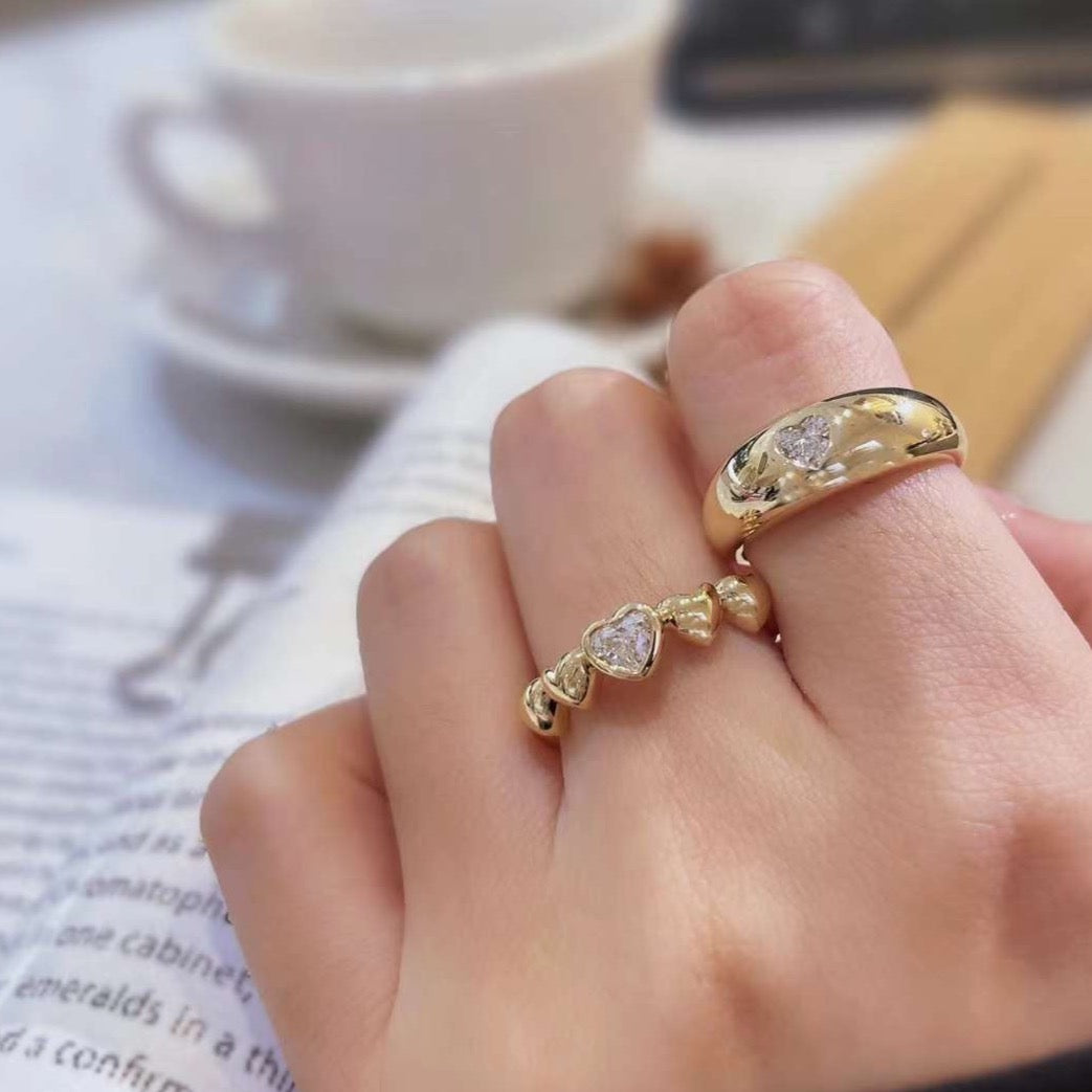 Heart Shaped Diamond Signet Ring