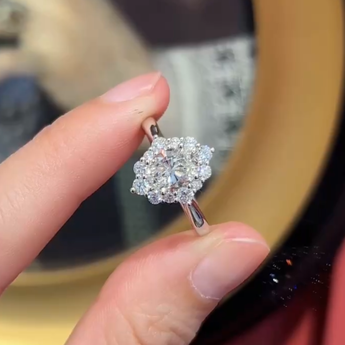 VICTOR Floral Halo Diamond Engagement Ring